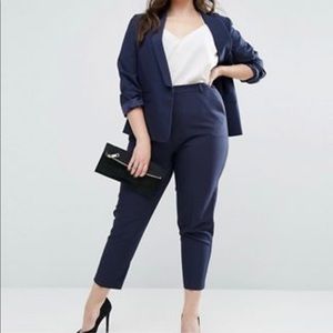 ASOS Curve Navy Blue Crepe Suit - Size 16/18